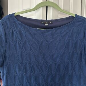 Navy blue dresss, it is missingg the belt.